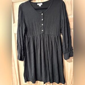 Large Times Two Brand Black Tunic Style Solid Black Maternity Shirt/Dress